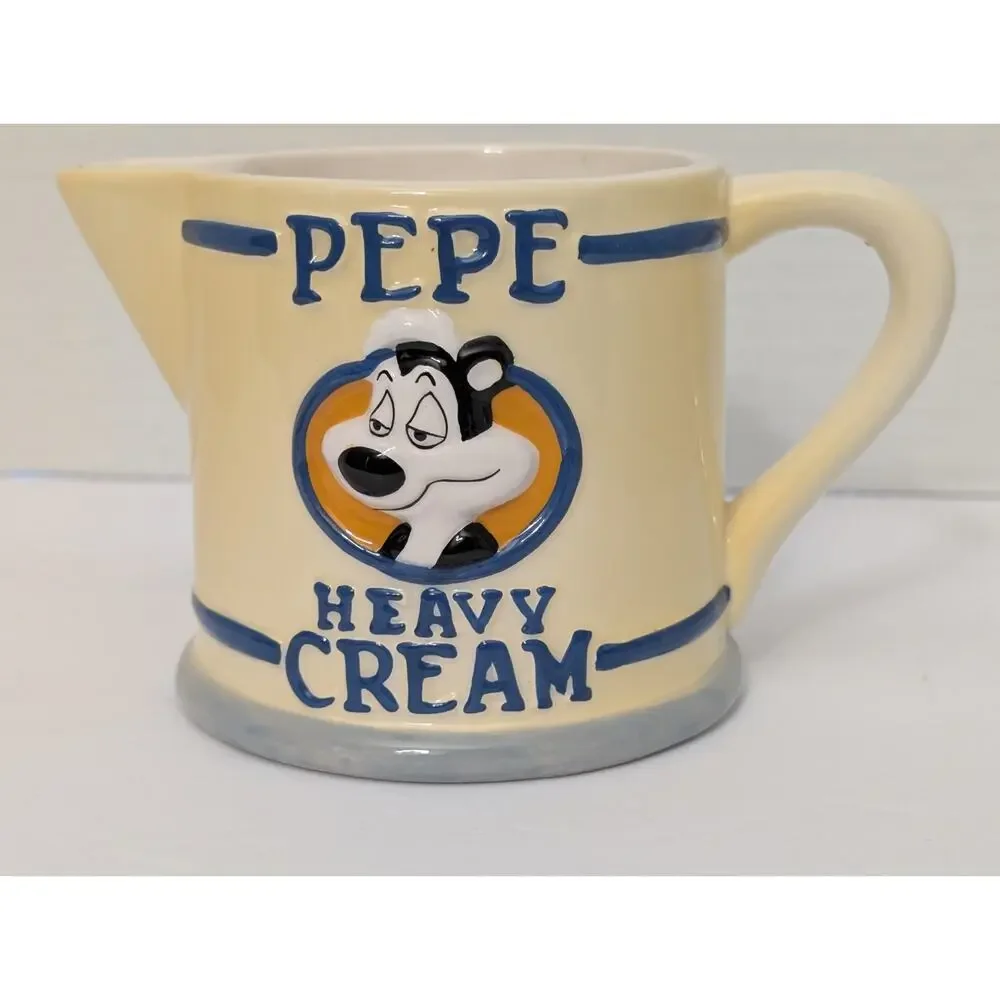Vtg 1996 Warner Bros. Looney Tunes Pepe Le Pew Heavy Cream Ceramic Pitcher